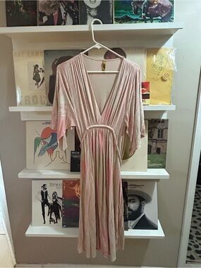 Rachel pally pink feather caftan dress